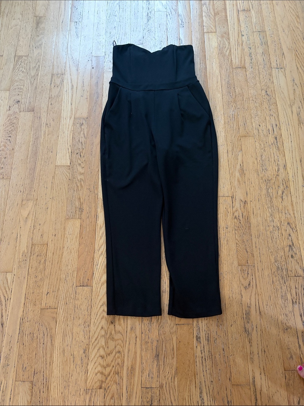 Express Black Strapless Jumpsuit with Tapered Legs